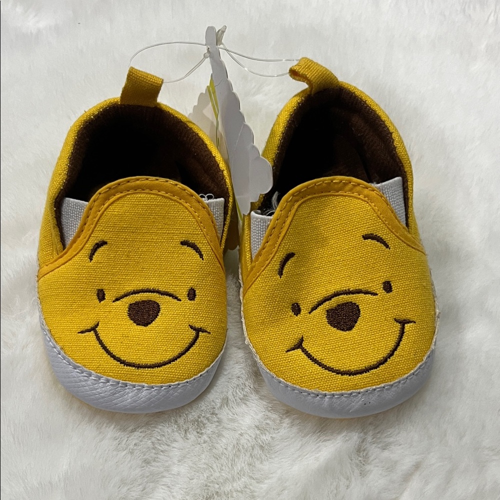 Disney Yellow Winnie the Pooh Canvas Slip-On Baby Shoes